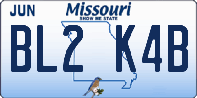 MO license plate BL2K4B