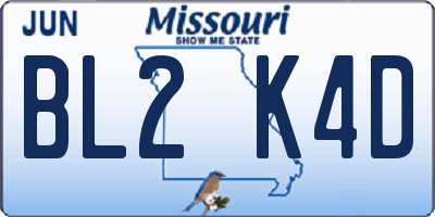 MO license plate BL2K4D