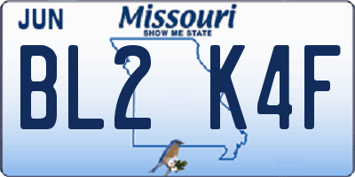 MO license plate BL2K4F