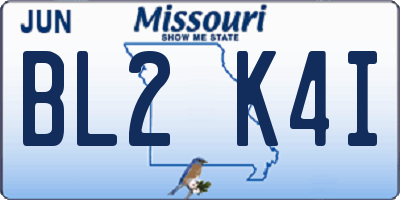MO license plate BL2K4I
