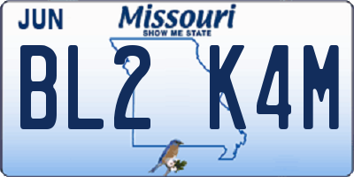 MO license plate BL2K4M