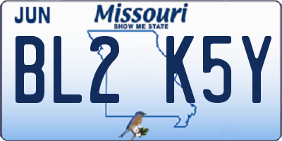 MO license plate BL2K5Y