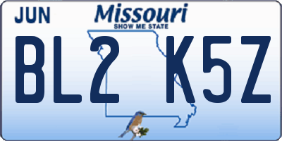 MO license plate BL2K5Z