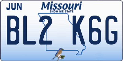 MO license plate BL2K6G