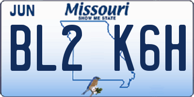 MO license plate BL2K6H