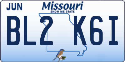 MO license plate BL2K6I