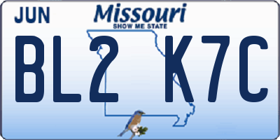 MO license plate BL2K7C