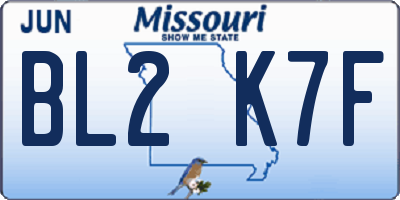 MO license plate BL2K7F