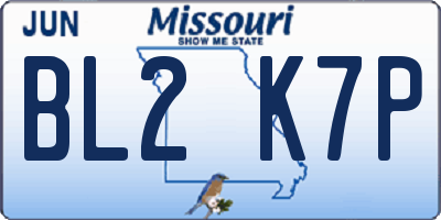 MO license plate BL2K7P