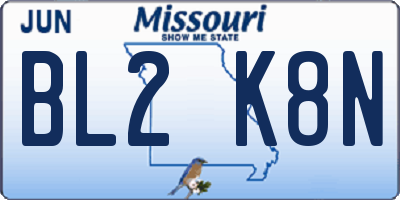 MO license plate BL2K8N