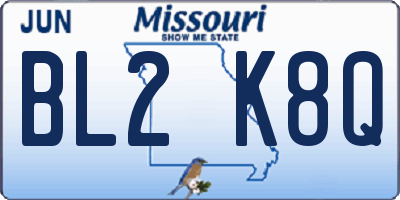 MO license plate BL2K8Q