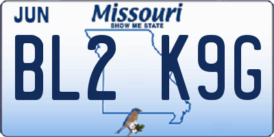MO license plate BL2K9G