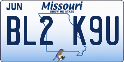 MO license plate BL2K9U