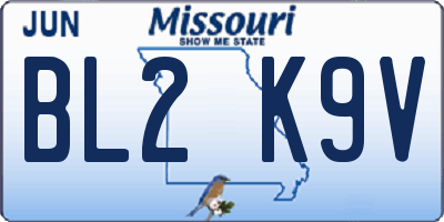 MO license plate BL2K9V