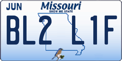 MO license plate BL2L1F