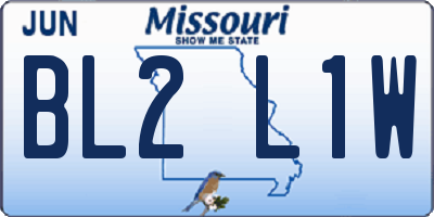 MO license plate BL2L1W