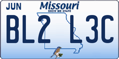 MO license plate BL2L3C