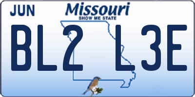 MO license plate BL2L3E