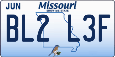 MO license plate BL2L3F