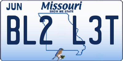 MO license plate BL2L3T