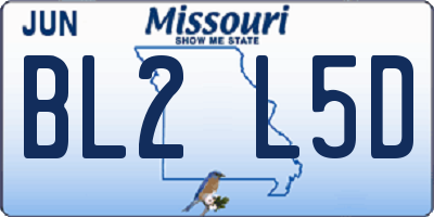 MO license plate BL2L5D