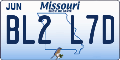 MO license plate BL2L7D