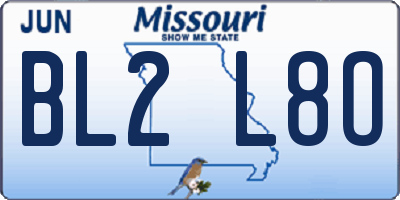 MO license plate BL2L8O