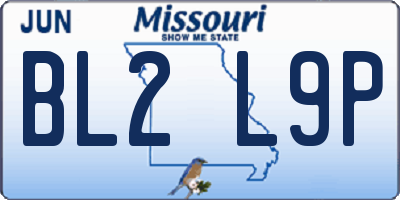 MO license plate BL2L9P