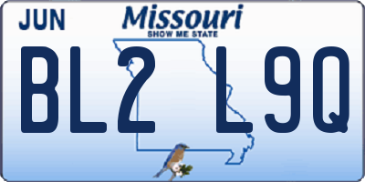 MO license plate BL2L9Q