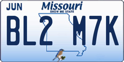 MO license plate BL2M7K