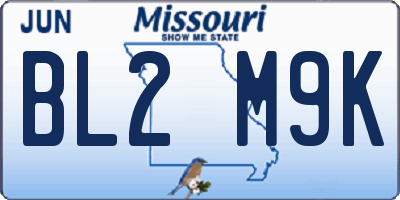 MO license plate BL2M9K