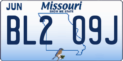 MO license plate BL2O9J