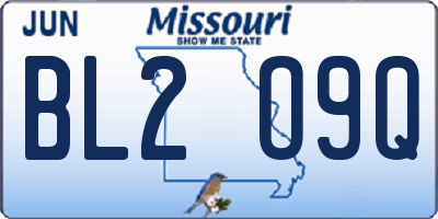 MO license plate BL2O9Q