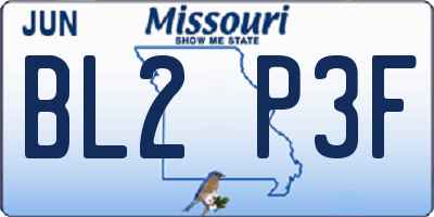 MO license plate BL2P3F