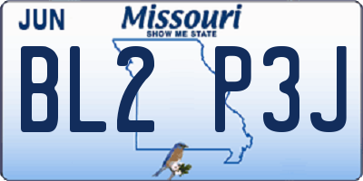 MO license plate BL2P3J