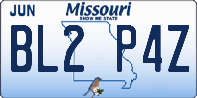 MO license plate BL2P4Z
