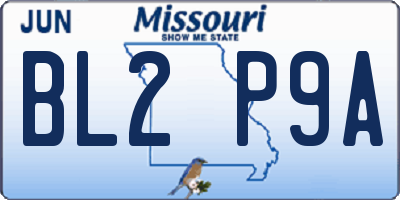 MO license plate BL2P9A