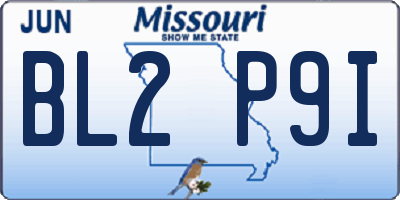 MO license plate BL2P9I