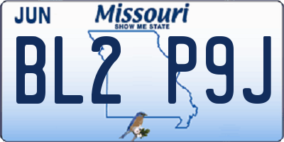 MO license plate BL2P9J
