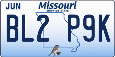 MO license plate BL2P9K