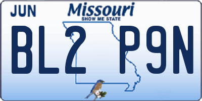 MO license plate BL2P9N