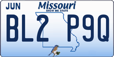 MO license plate BL2P9Q