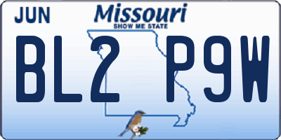 MO license plate BL2P9W