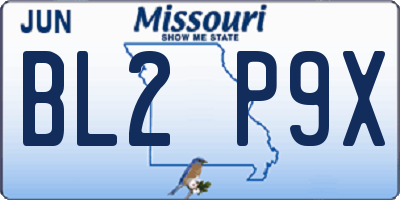 MO license plate BL2P9X
