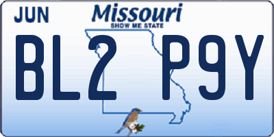 MO license plate BL2P9Y