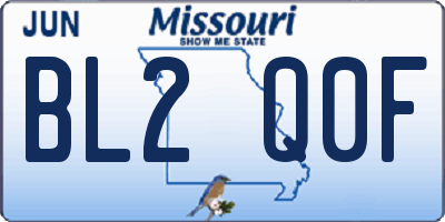 MO license plate BL2Q0F
