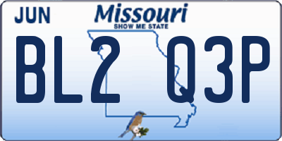 MO license plate BL2Q3P