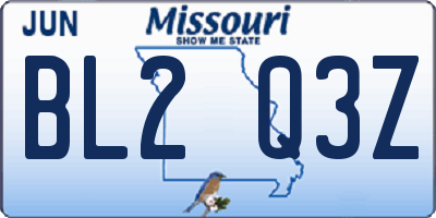 MO license plate BL2Q3Z