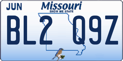 MO license plate BL2Q9Z