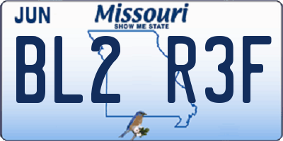 MO license plate BL2R3F
